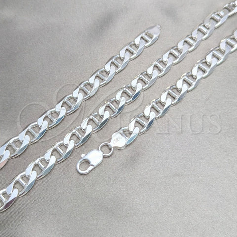 Pulsera Básica 03.420.0030.09 Plata Rodinada, Diseño de Mariner, Pulido, Tono Plateado (Calibre 250, Grosor 10 MM, 9 Pulgadas de Largo)