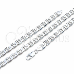 Gargantilla Basica 04.420.0017.24 Plata Rodinada, Diseño de Mariner, Pulido, Tono Plateado (Calibre 200, Grosor 08 MM, 24 Pulgadas de Largo)