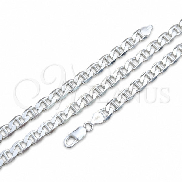 Gargantilla Basica 04.420.0017.24 Plata Rodinada, Diseño de Mariner, Pulido, Tono Plateado (Calibre 200, Grosor 08 MM, 24 Pulgadas de Largo)
