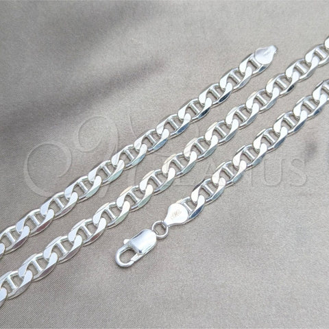 Gargantilla Basica 04.420.0017.24 Plata Rodinada, Diseño de Mariner, Pulido, Tono Plateado (Calibre 200, Grosor 08 MM, 24 Pulgadas de Largo)