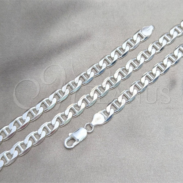 Pulsera Básica 04.420.0017.09 Plata Rodinada, Diseño de Mariner, Pulido, Tono Plateado (Calibre 200, Grosor 08 MM, 9 Pulgadas de Largo)