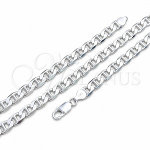 Pulsera Básica 04.420.0017.09 Plata Rodinada, Diseño de Mariner, Pulido, Tono Plateado (Calibre 200, Grosor 08 MM, 9 Pulgadas de Largo)