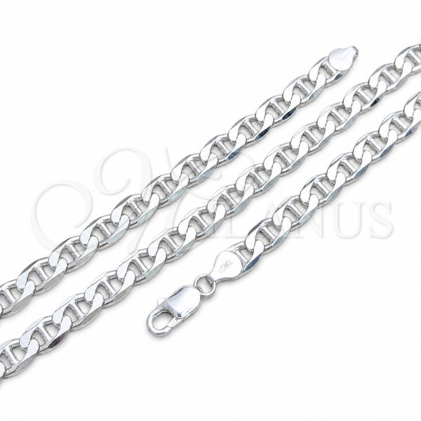 Pulsera Básica 04.420.0017.09 Plata Rodinada, Diseño de Mariner, Pulido, Tono Plateado (Calibre 200, Grosor 08 MM, 9 Pulgadas de Largo)