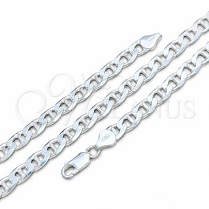 Gargantilla Basica 04.420.0018.24 Plata Rodinada, Diseño de Mariner, Pulido, Tono Plateado (Calibre 180, Grosor 07 MM, 24 Pulgadas de Largo)