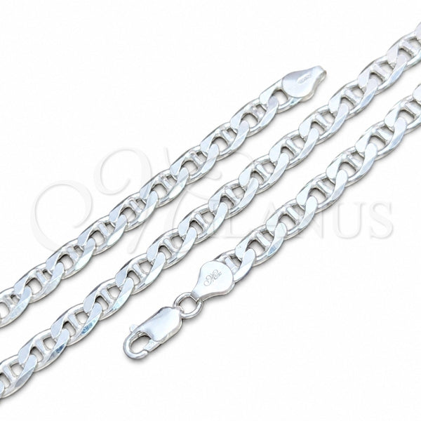 Gargantilla Basica 04.420.0018.24 Plata Rodinada, Diseño de Mariner, Pulido, Tono Plateado (Calibre 180, Grosor 07 MM, 24 Pulgadas de Largo)
