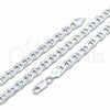 Gargantilla Basica 04.420.0018.24 Plata Rodinada, Diseño de Mariner, Pulido, Tono Plateado (Calibre 180, Grosor 07 MM, 24 Pulgadas de Largo)