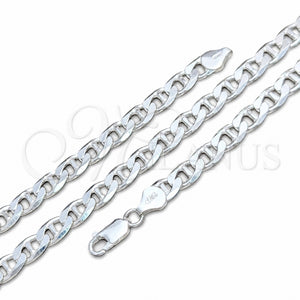 Gargantilla Basica 04.420.0018.22 Plata Rodinada, Diseño de Mariner, Pulido, Tono Plateado (Calibre 180, Grosor 07 MM, 22 Pulgadas de Largo)
