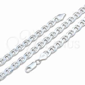 Pulsera Básica 03.420.0018.09 Plata Rodinada, Diseño de Mariner, Pulido, Tono Plateado (Calibre 180, Grosor 07 MM, 9 Pulgadas de Largo)