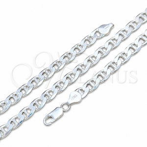 Pulsera Básica 03.420.0018.09 Plata Rodinada, Diseño de Mariner, Pulido, Tono Plateado (Calibre 180, Grosor 07 MM, 9 Pulgadas de Largo)