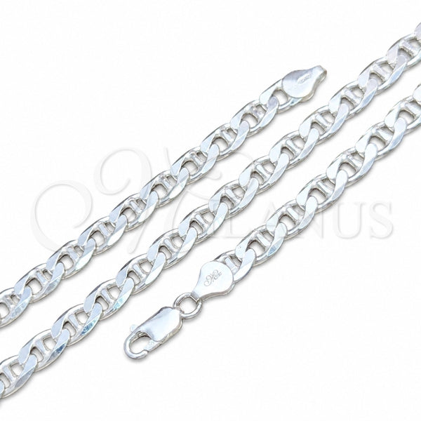 Pulsera Básica 03.420.0018.09 Plata Rodinada, Diseño de Mariner, Pulido, Tono Plateado (Calibre 180, Grosor 07 MM, 9 Pulgadas de Largo)