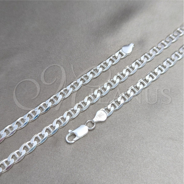 Pulsera Básica 04.420.0019.09 Plata Rodinada, Diseño de Mariner, Pulido, Tono Plateado (Grosor 06 MM, 9 Pulgadas de Largo)