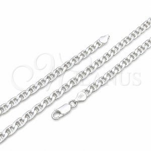 Pulsera Básica 04.420.0019.09 Plata Rodinada, Diseño de Mariner, Pulido, Tono Plateado (Grosor 06 MM, 9 Pulgadas de Largo)