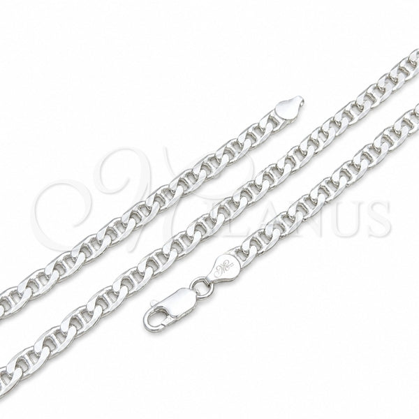 Pulsera Básica 04.420.0019.09 Plata Rodinada, Diseño de Mariner, Pulido, Tono Plateado (Grosor 06 MM, 9 Pulgadas de Largo)