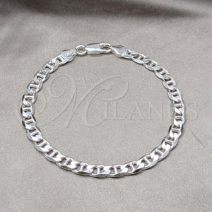 Pulsera Básica 04.420.0019.08 Plata Rodinada, Diseño de Mariner, Pulido, Tono Plateado (Calibre 150, Grosor 06 MM, 8 Pulgadas de Largo)