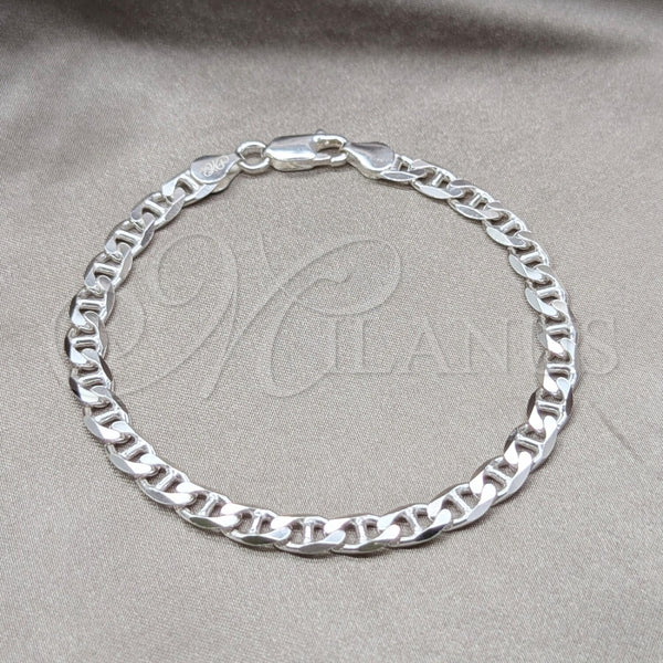 Pulsera Básica 04.420.0019.08 Plata Rodinada, Diseño de Mariner, Pulido, Tono Plateado (Calibre 150, Grosor 06 MM, 8 Pulgadas de Largo)