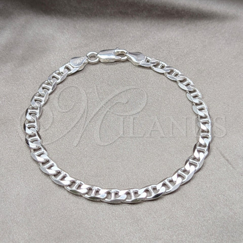 Pulsera Básica 04.420.0019.08 Plata Rodinada, Diseño de Mariner, Pulido, Tono Plateado (Calibre 150, Grosor 06 MM, 8 Pulgadas de Largo)