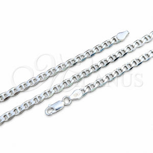 Gargantilla Basica 04.420.0021.16 Plata Rodinada, Diseño de Mariner, Pulido, Tono Plateado (Calibre 100, Grosor 04 MM, 16 Pulgadas de Largo)