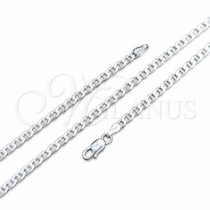 Gargantilla Basica 04.420.0022.18 Plata Rodinada, Diseño de Mariner, Pulido, Tono Plateado (Calibre 0.80, Grosor 03 MM, 18 Pulgadas de Largo)