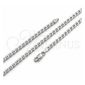 Gargantilla Basica 04.420.0022.18 Plata Rodinada, Diseño de Mariner, Pulido, Tono Plateado (Calibre 0.80, Grosor 03 MM, 18 Pulgadas de Largo)