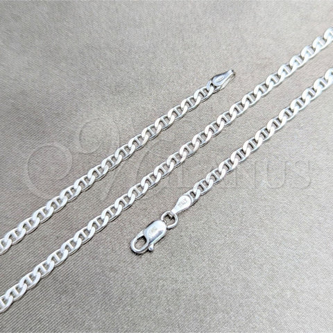 Gargantilla Basica 04.420.0022.18 Plata Rodinada, Diseño de Mariner, Pulido, Tono Plateado (Calibre 0.80, Grosor 03 MM, 18 Pulgadas de Largo)