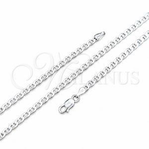 Gargantilla Basica 04.420.0022.16 Plata Rodinada, Diseño de Mariner, Pulido, Tono Plateado (Calibre 0.80, Grosor 03 MM, 16 Pulgadas de Largo)