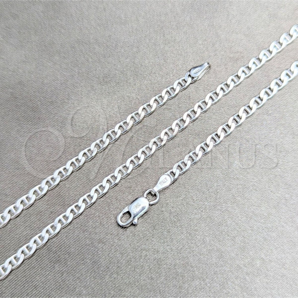 Gargantilla Basica 04.420.0022.16 Plata Rodinada, Diseño de Mariner, Pulido, Tono Plateado (Calibre 0.80, Grosor 03 MM, 16 Pulgadas de Largo)