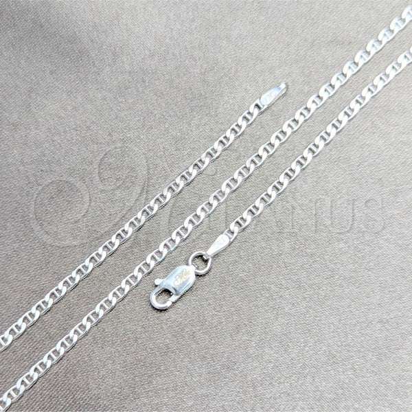Gargantilla Basica 04.420.0023.16 Plata Rodinada, Diseño de Mariner, Pulido, Tono Plateado (Calibre 0.60, Grosor 02.5 MM, 16 Pulgadas de Largo)