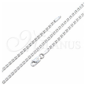 Gargantilla Basica 04.420.0023.16 Plata Rodinada, Diseño de Mariner, Pulido, Tono Plateado (Calibre 0.60, Grosor 02.5 MM, 16 Pulgadas de Largo)