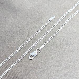 Tobillera Básica 04.420.0023.10 Plata Rodinada, Diseño de Mariner, Pulido, Tono Plateado (Calibre 0.60, Grosor 02.5 MM, 10 Pulgadas de Largo)
