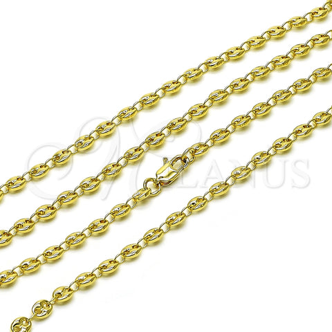 Gargantilla Elegante 04.326.0006.22 Oro Laminado, Diseño de Puff Mariner, Pulido, Tono Dorado (Thickness, 22 Inches Length)