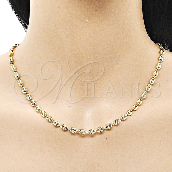 Gargantilla Elegante 04.326.0006.24 Oro Laminado, Diseño de Puff Mariner, Pulido, Tono Dorado (Thickness, 24 Inches Length)
