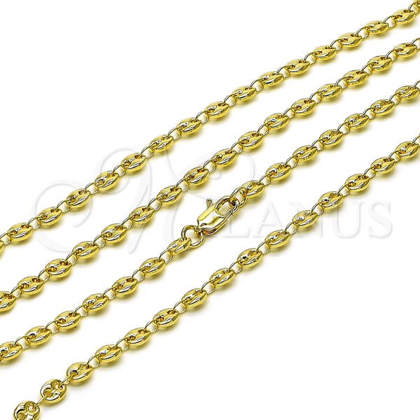 Gargantilla Elegante 04.326.0006.24 Oro Laminado, Diseño de Puff Mariner, Pulido, Tono Dorado (Thickness, 24 Inches Length)