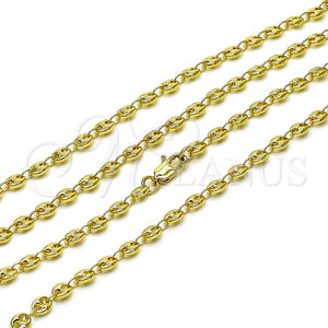 Gargantilla Elegante 04.326.0006.24 Oro Laminado, Diseño de Puff Mariner, Pulido, Tono Dorado (Thickness, 24 Inches Length)