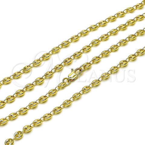 Gargantilla Elegante 04.326.0006.24 Oro Laminado, Diseño de Puff Mariner, Pulido, Tono Dorado (Thickness, 24 Inches Length)