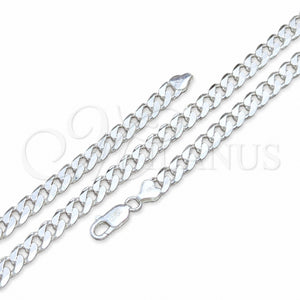 Gargantilla Basica 04.420.0026.22 Plata Rodinada, Diseño de Cubana, Pulido, Tono Plateado (Calibre 200, Grosor 07.5 MM, 22 Pulgadas de Largo)