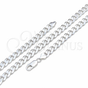 Pulsera Básica 04.420.0026.09 Plata Rodinada, Diseño de Cubana, Pulido, Tono Plateado (Calibre 200, Grosor 07.5 MM, 9 Pulgadas de Largo)