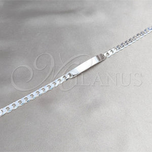 Pulsera con Placa 04.420.0026.09.1 Plata Rodinada, Diseño de Cubana, Pulido, Tono Plateado (Calibre 200, Grosor 07.5 MM, 9 Pulgadas de Largo)