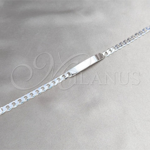 Pulsera con Placa 04.420.0026.09.1 Plata Rodinada, Diseño de Cubana, Pulido, Tono Plateado (Calibre 200, Grosor 07.5 MM, 9 Pulgadas de Largo)