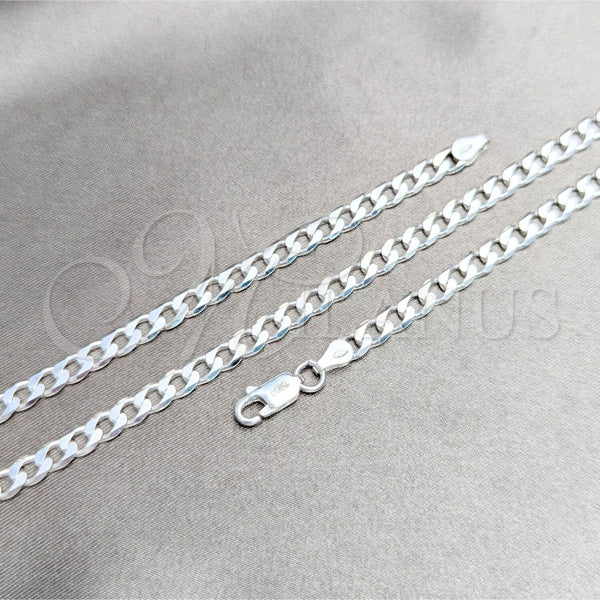 Gargantilla Basica 04.420.0029.20 Plata Rodinada, Diseño de Cubana, Pulido, Tono Plateado (Calibre 120, Grosor 04.5 MM, 20 Pulgadas de Largo)