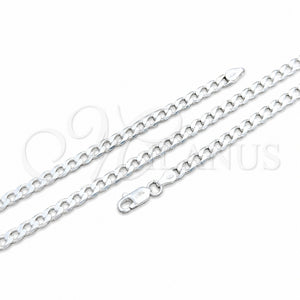 Gargantilla Basica 04.420.0029.18 Plata Rodinada, Diseño de Cubana, Pulido, Tono Plateado (Calibre 120, Grosor 04.5 MM, 18 Pulgadas de Largo)