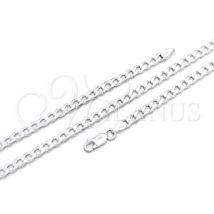 Gargantilla Basica 04.420.0029.18 Plata Rodinada, Diseño de Cubana, Pulido, Tono Plateado (Calibre 120, Grosor 04.5 MM, 18 Pulgadas de Largo)