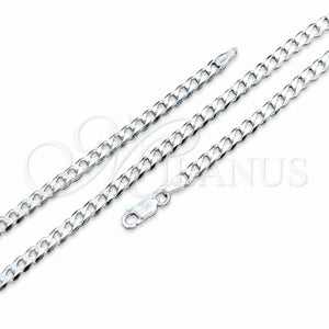 Gargantilla Basica 04.420.0031.22 Plata Rodinada, Diseño de Cubana, Pulido, Tono Plateado (Calibre 100, Grosor 04 MM, 22 Pulgadas de Largo)