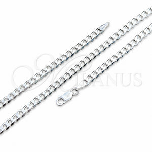 Gargantilla Basica 04.420.0031.22 Plata Rodinada, Diseño de Cubana, Pulido, Tono Plateado (Calibre 100, Grosor 04 MM, 22 Pulgadas de Largo)