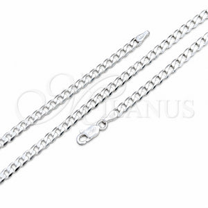 Gargantilla Basica 04.420.0031.16 Plata Rodinada, Diseño de Cubana, Pulido, Tono Plateado (Calibre 100, Grosor 04 MM, 16 Pulgadas de Largo)