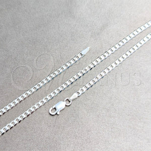 Gargantilla Basica 04.420.0032.18 Plata Rodinada, Diseño de Cubana, Pulido, Tono Plateado (Calibre 0.80, Grosor 03 MM, 18 Pulgadas de Largo)
