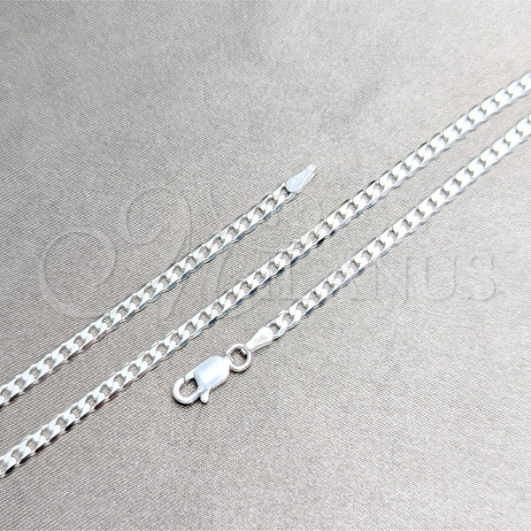 Gargantilla Basica 04.420.0032.16 Plata Rodinada, Diseño de Cubana, Pulido, Tono Plateado (Calibre 0.80, Grosor 03 MM, 16 Pulgadas de Largo)