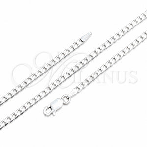 Gargantilla Basica 04.420.0032.16 Plata Rodinada, Diseño de Cubana, Pulido, Tono Plateado (Calibre 0.80, Grosor 03 MM, 16 Pulgadas de Largo)