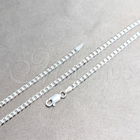 Gargantilla Basica 04.420.0032.16 Plata Rodinada, Diseño de Cubana, Pulido, Tono Plateado (Calibre 0.80, Grosor 03 MM, 16 Pulgadas de Largo)