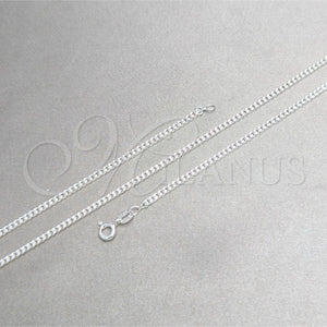 Tobillera Básica 03.420.0033.10 Plata Rodinada, Diseño de Cubana, Pulido, Tono Plateado (Calibre 0.60, Grosor 01.3 MM, 10 Pulgadas de Largo)
