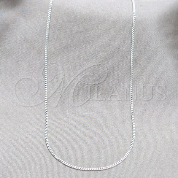 Pulsera Básica 03.420.0034.16 Plata Rodinada, Diseño de Cubana, Pulido, Tono Plateado (Calibre 0.40, Grosor 01.2 MM, 16 Pulgadas de Largo)